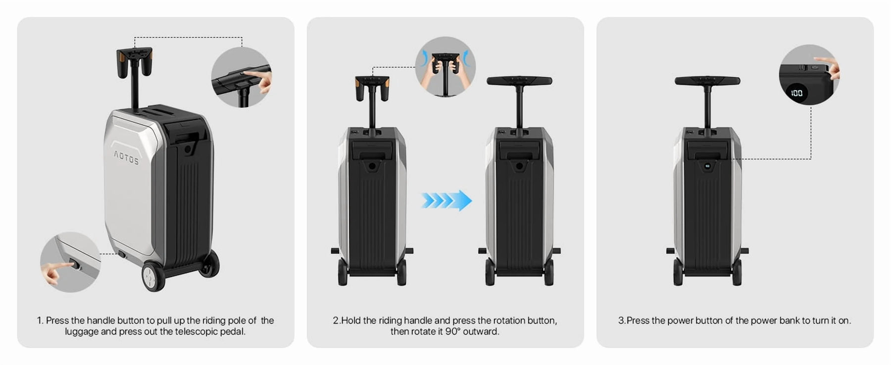 L2 - S Smart Rideable Luggage, Foldable Electric Scooter Suitcase, 6.2 Mph Max Speed, 6.2 - Mile Range, Lightweight Portable Design