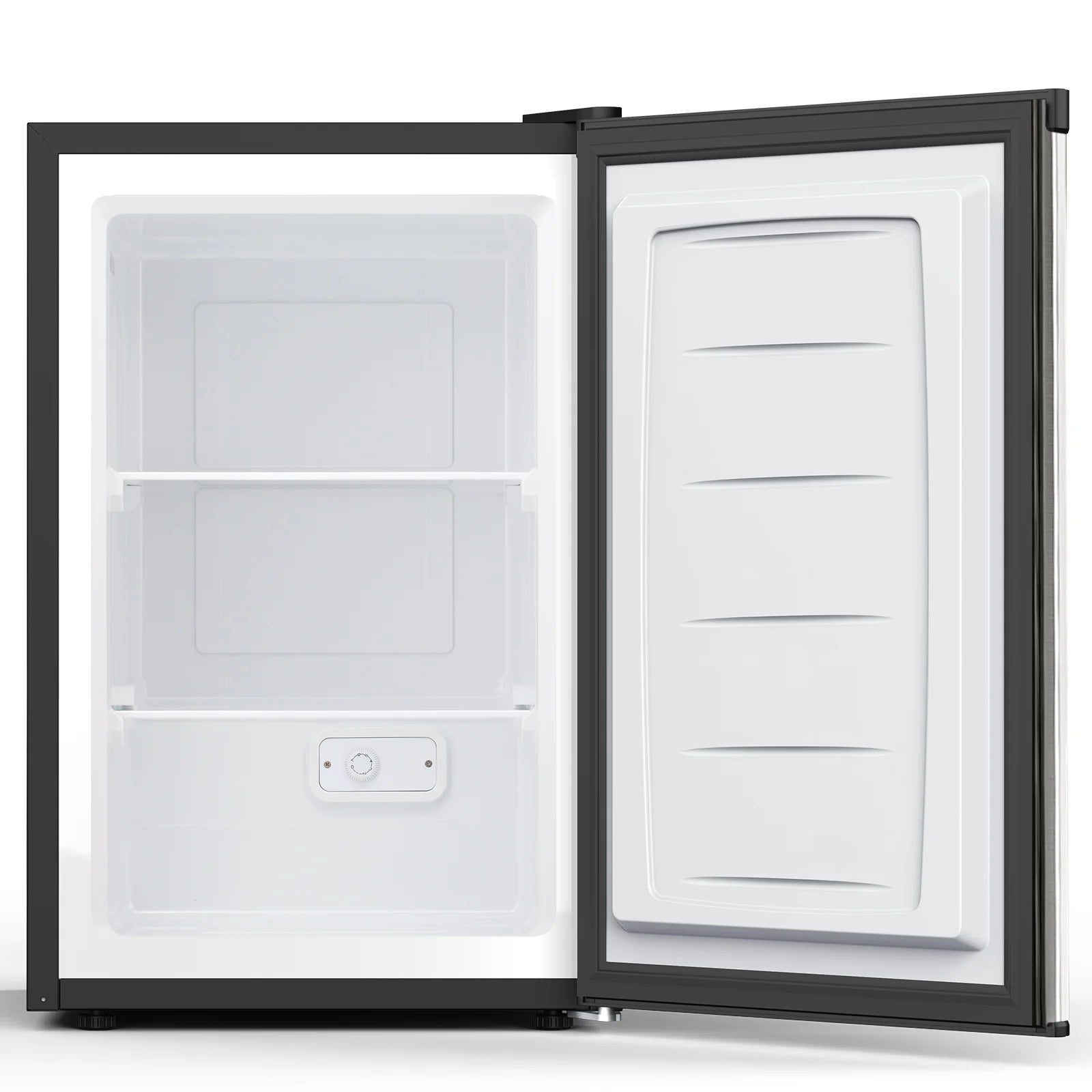 KNDKO 3.2cu.ft Upright Freezer, Compact Freezer with Removable Shelves, Adjustable Thermostat for Home/Kitchen/Office, SILVER