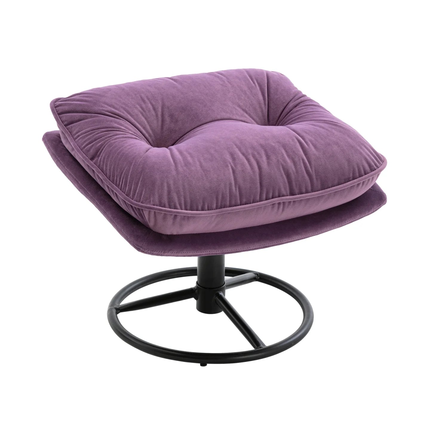 Velvet Swivel Accent Chair with Ottoman, Modern Chaise Lounge Chair with Metal Frame and Footstool, Comfy Armchair Reading Chair