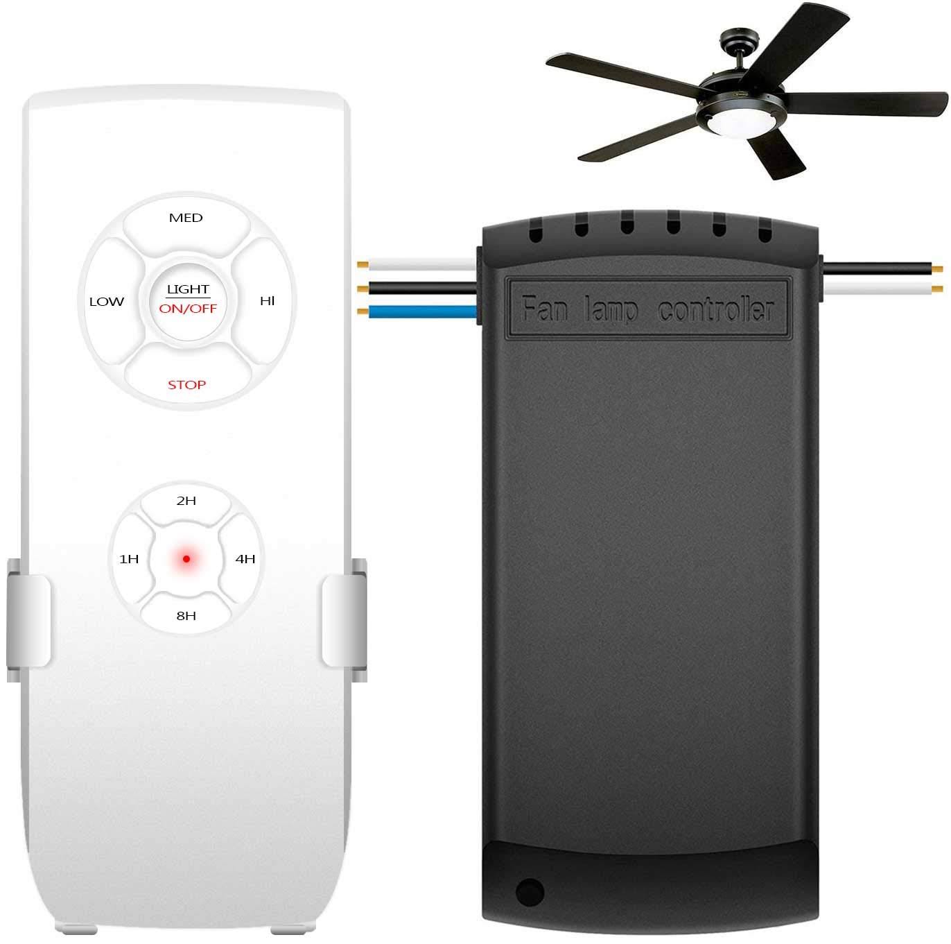 Universal Ceiling Fan Remote Control Kit 3 - in - 1 Ceiling Fan Light Timing & Speed Wireless Remote Control and Receiver Kits for Ceiling Fan Lamp