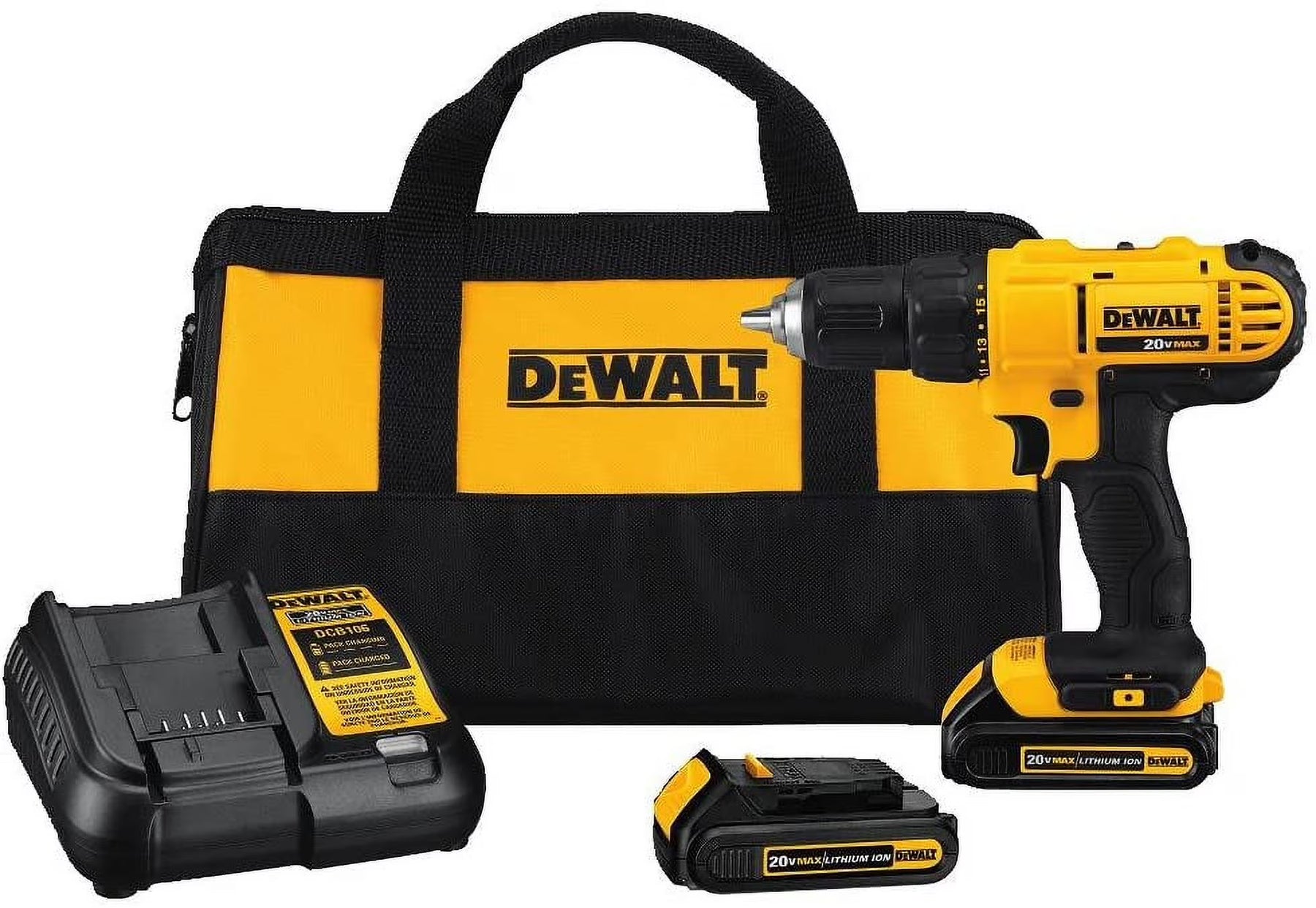 DEWALT 20V Max Cordless Drill/Driver Kit, Compact, 1/2 - Inch (DCD771C2), Yellow