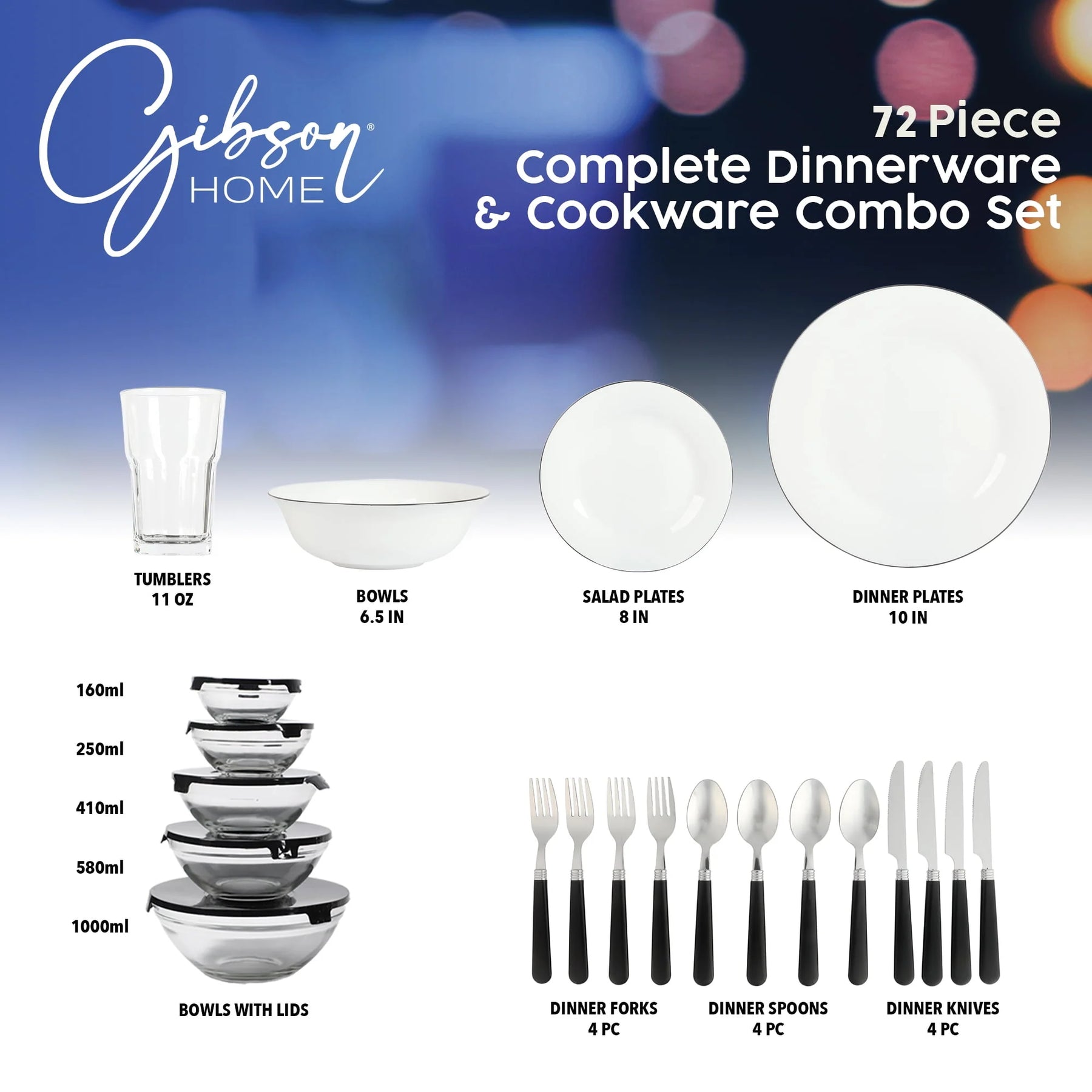 Gibson Home 71 Piece Stainless Steel Silver Cookware Combo Set