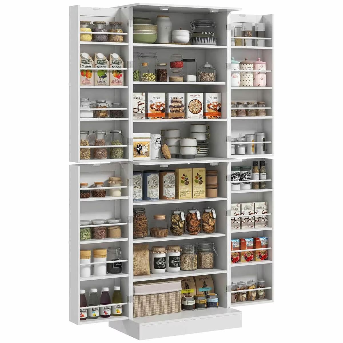 Spaco 17-Tier Kitchen Small Pantry Cabinet with 2 Doors and 6 Adjustable Shelves, Cabinet Pantry, Freestanding 5-Tier Shelving Pantries