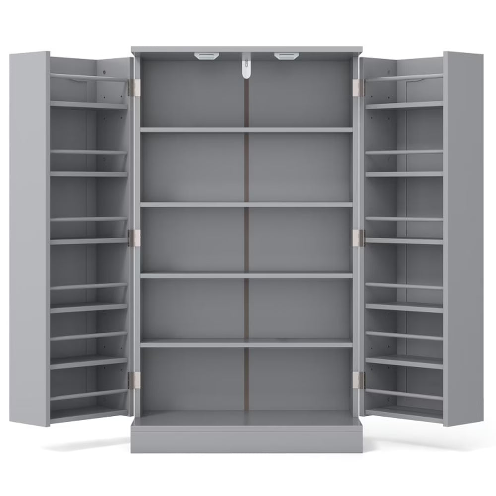 Spaco 17-Tier Kitchen Small Pantry Cabinet with 2 Doors and 6 Adjustable Shelves, Cabinet Pantry, Freestanding 5-Tier Shelving Pantries
