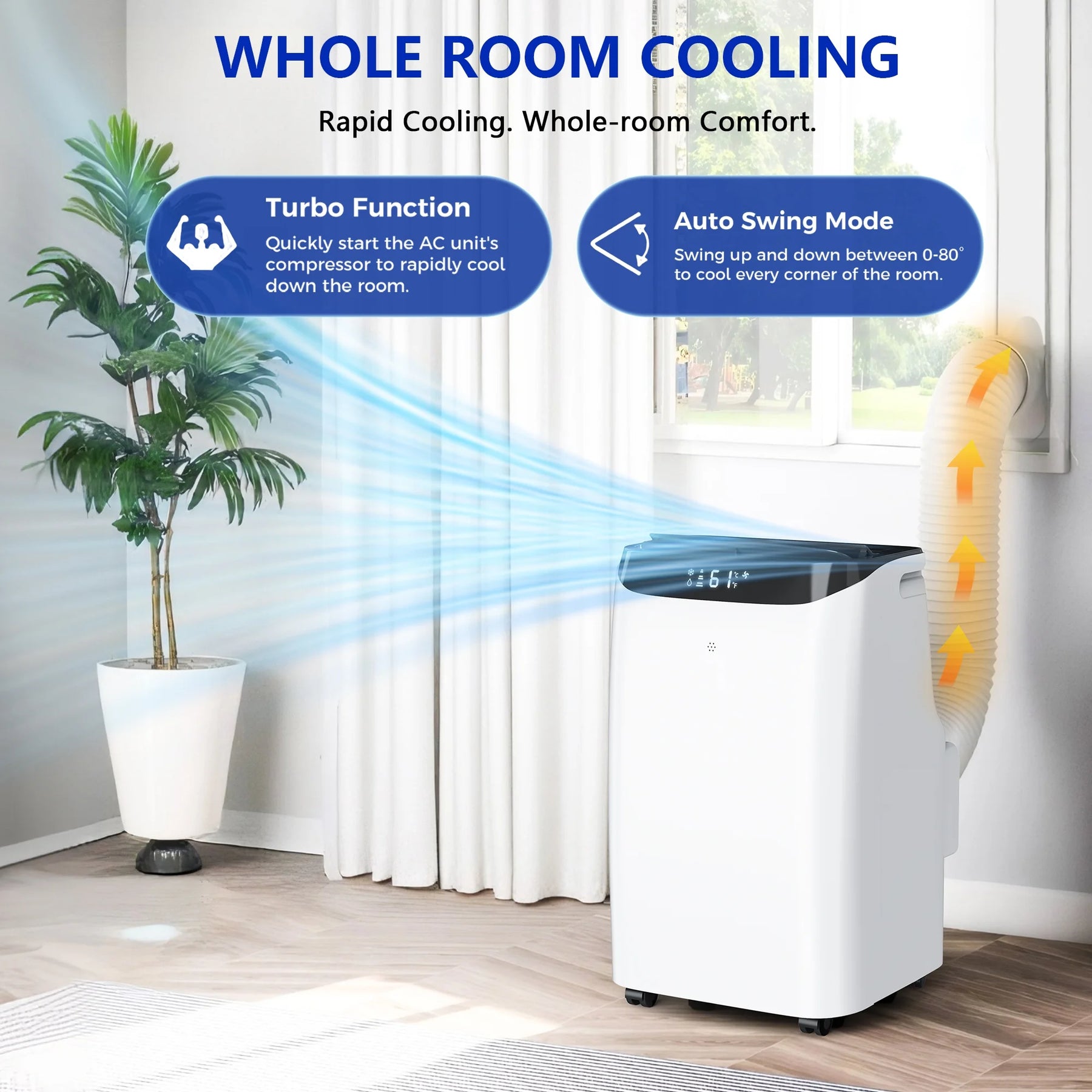 Fosawd 12000 BTU Portable Air Conditioner Cools up to 500 Sq. Ft, 3 - in - 1 AC, Dehumidifier, Fan