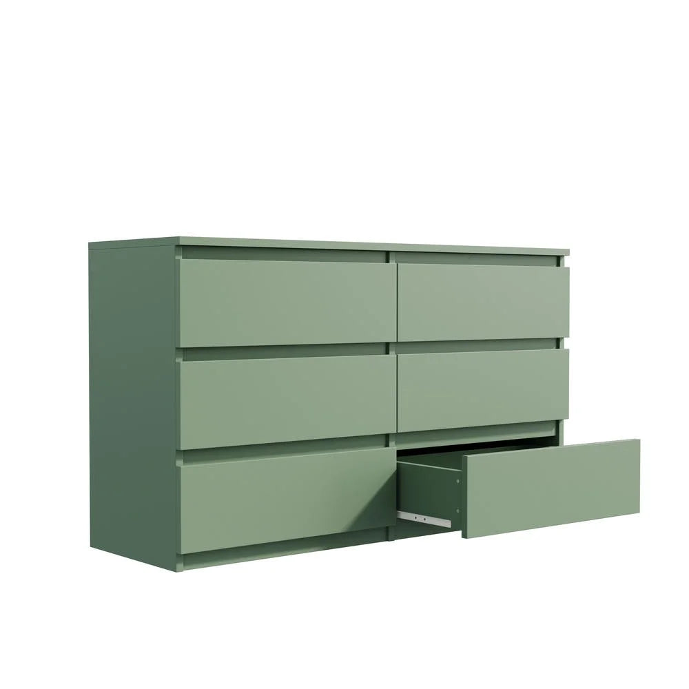 Kadyn Modern 6 Drawer Dresser Wood Cabinet, Dresser for Bedroom, Kitchen Storage Cabinet with Drawers, Chest of Drawers(Black)