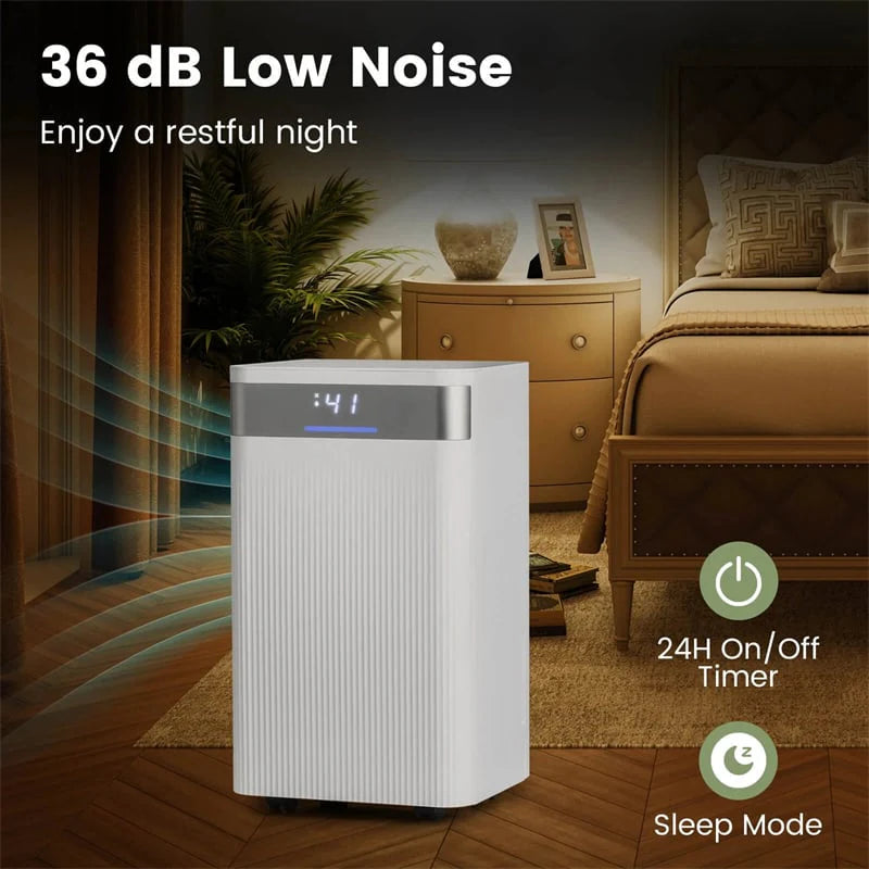 32 Pints 2000 Sq.ft Basement Dehumidifier with Drain Hose, 24H Timer & 3 - Color Indicator, Quiet Portable Dehumidifier for Home, Bedroom, Bathroom