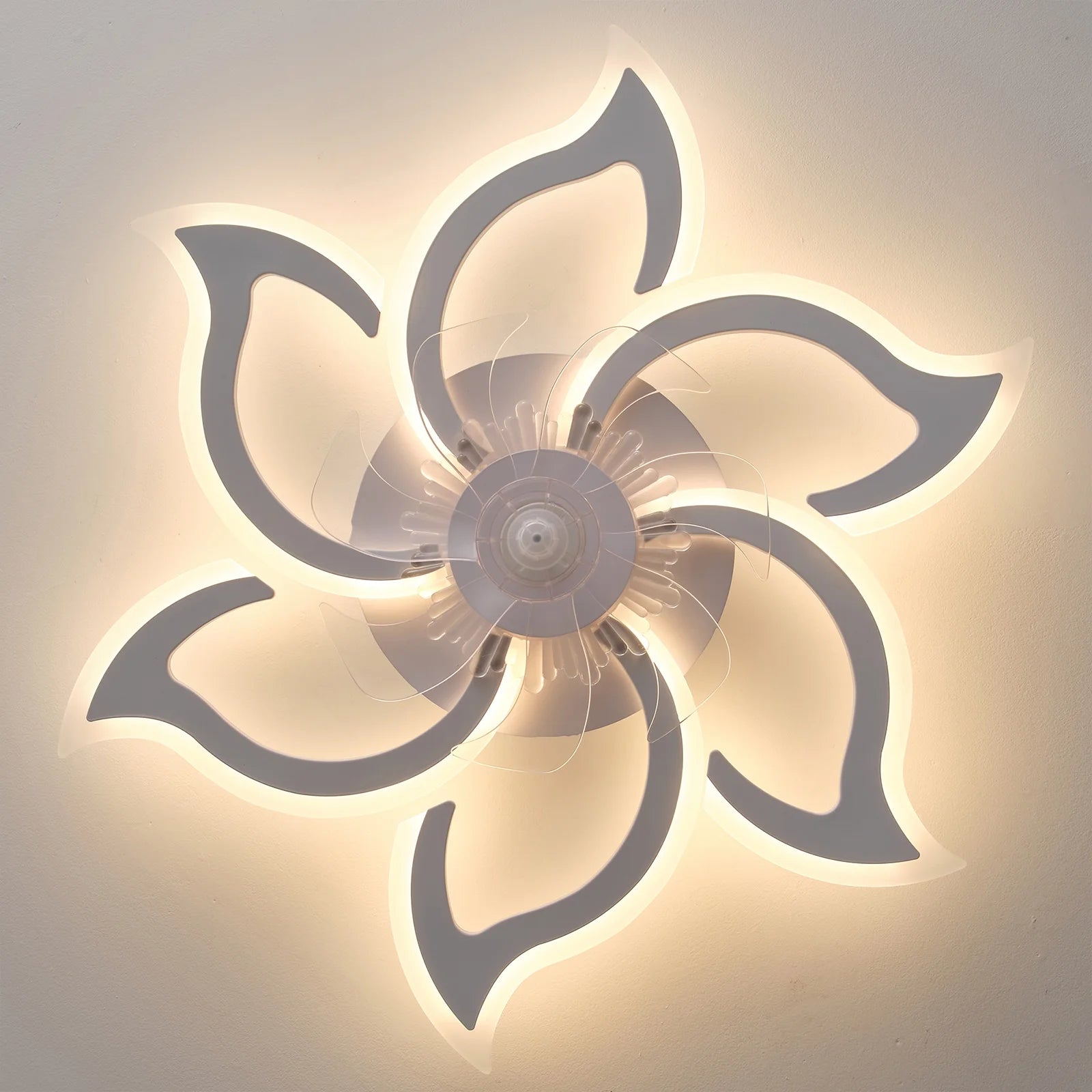 Garwarm Dimmable Ceiling Fan with Light and Remote Control, 27" Small Flush Mounted Ceiling Fan