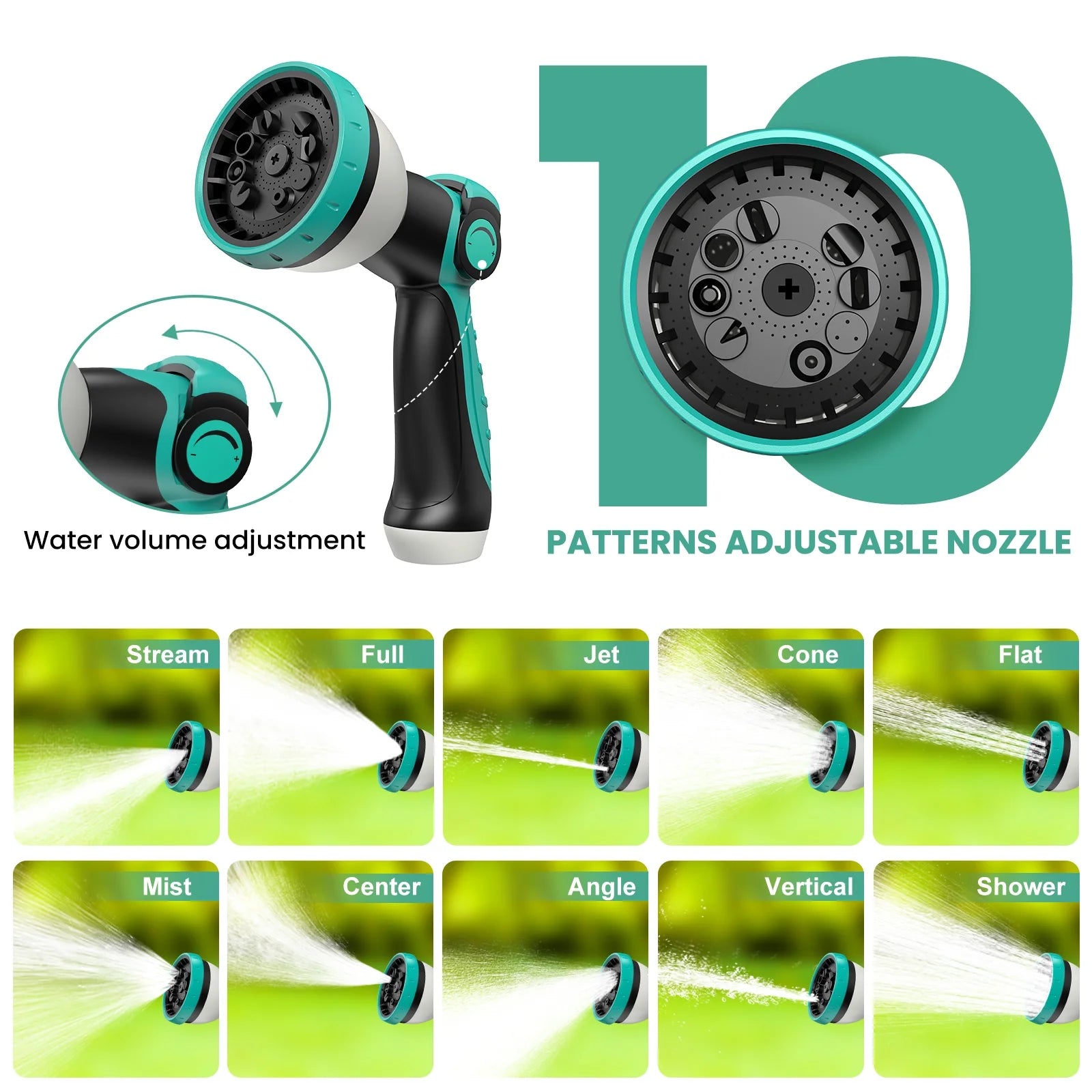 AUOSHI Retractable Garden Hose Reel 1/2" 100ft Automatic Hose Reel with 10 Function Sprayer Nozzle Wall Mount 180 Deg Swivel Bracket Hose Reel