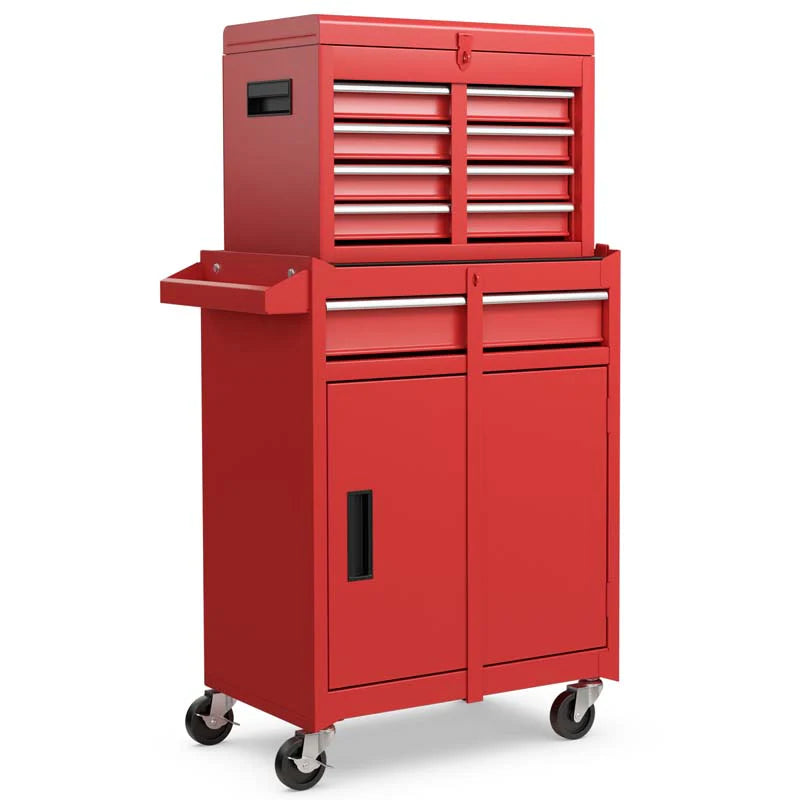2 - in - 1 Rolling Tool Chest, 5-Drawer Tool Storage Cabinet with Wheels, Adjustable Shelf, Tool Box Organizer for Garage Warehouse Workshop