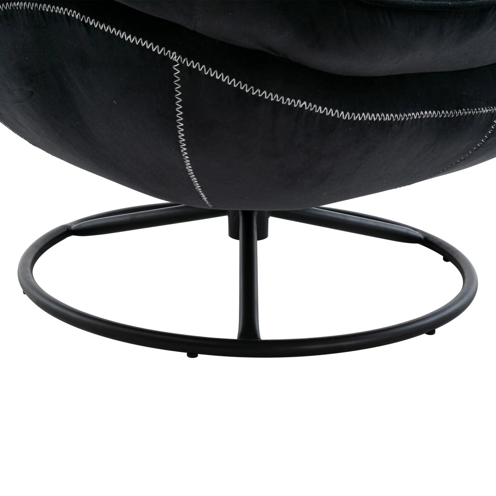 Velvet Swivel Accent Chair with Ottoman, Modern Chaise Lounge Chair with Metal Frame and Footstool, Comfy Armchair Reading Chair