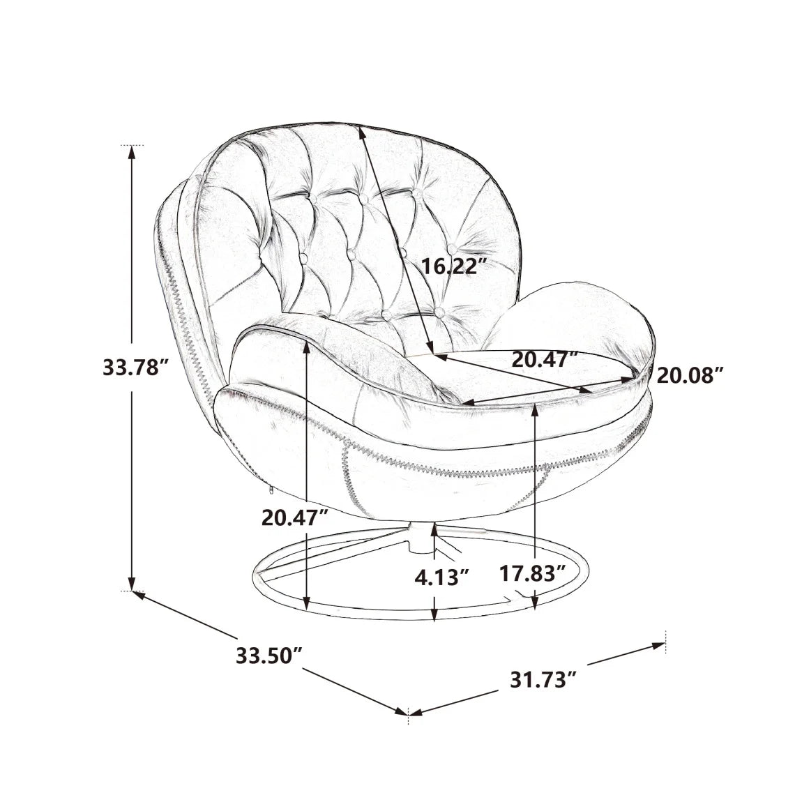 Velvet Swivel Accent Chair with Ottoman, Modern Chaise Lounge Chair with Metal Frame and Footstool, Comfy Armchair Reading Chair