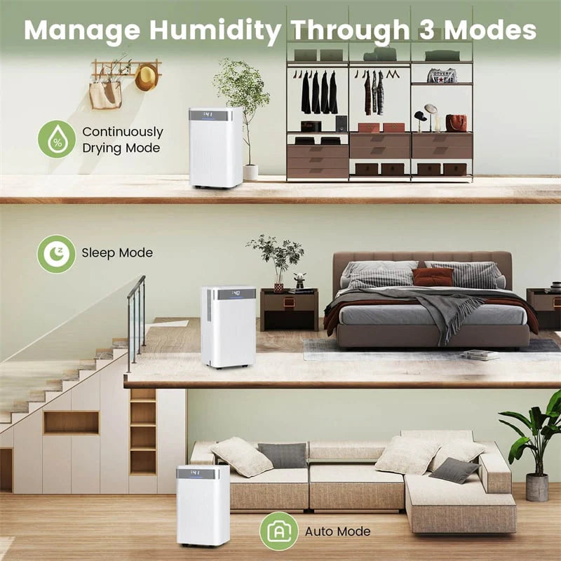 32 Pints 2000 Sq.ft Basement Dehumidifier with Drain Hose, 24H Timer & 3 - Color Indicator, Quiet Portable Dehumidifier for Home, Bedroom, Bathroom