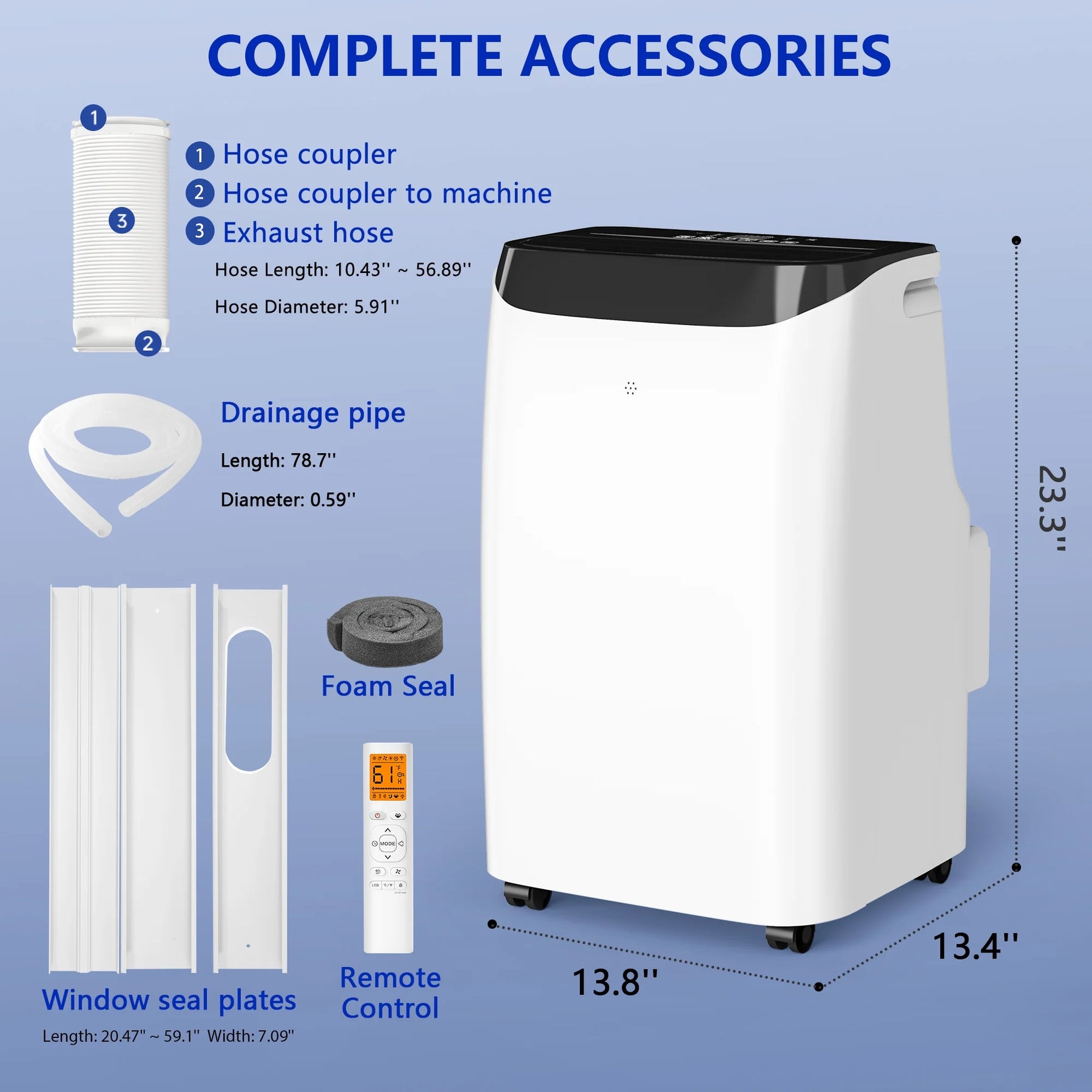 Fosawd 12000 BTU Portable Air Conditioner Cools up to 500 Sq. Ft, 3 - in - 1 AC, Dehumidifier, Fan