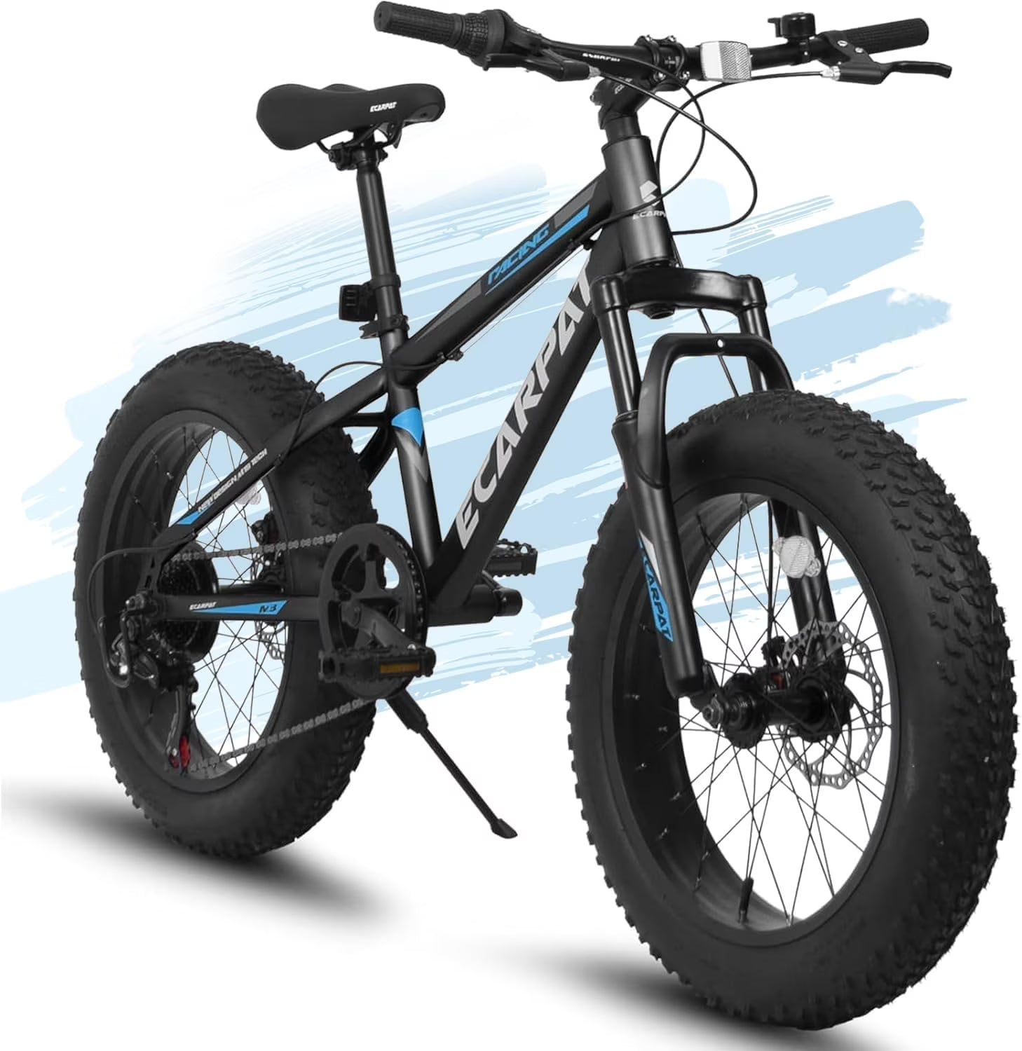 20 in Mountain Bike for 7 - 15 Years Old, 7 Speed Kids Bike with High Carbon Steel Frame, Fat Tire and Dual Disc Brake, Front Suspension Mountain