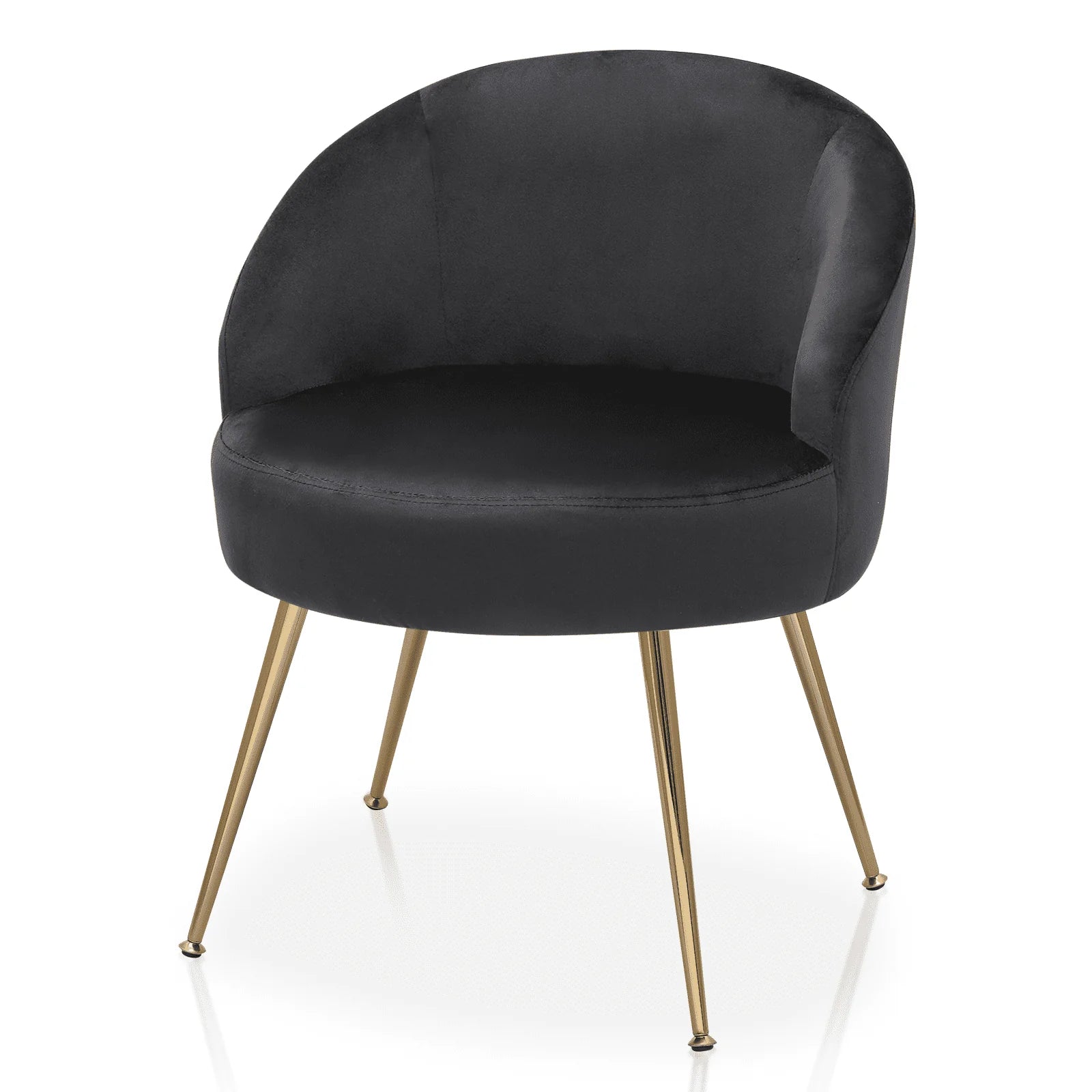 Monibloom Velvet Accent Chair, Modern Upholstered Single Sofa Side Chair, Comfy Barrel Club Living Room Armchair with Golden Metal Legs