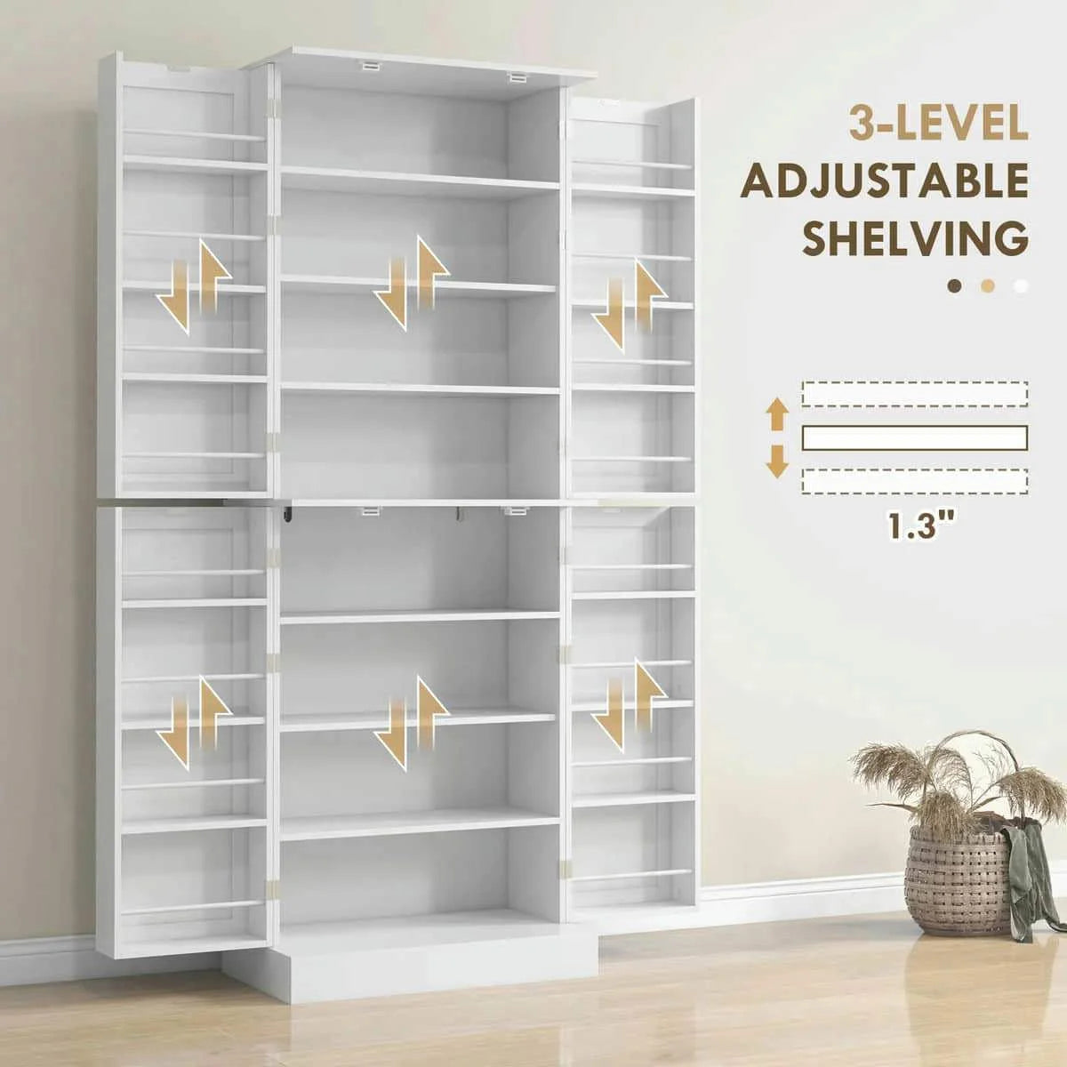 Spaco 17-Tier Kitchen Small Pantry Cabinet with 2 Doors and 6 Adjustable Shelves, Cabinet Pantry, Freestanding 5-Tier Shelving Pantries