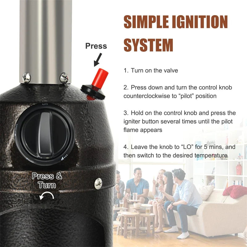 13,000 BTU Portable Tabletop Propane Patio Heater, Stainless Steel LP Gas Heater with Weighted Base & Adjustable Thermostat for Backyard, Restaurant