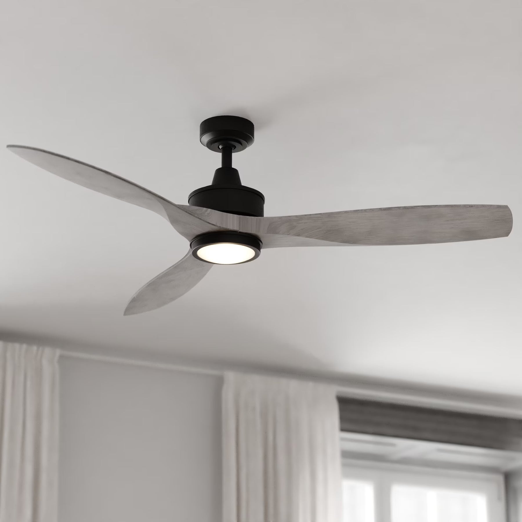 Vaxcel Curtiss Satin Brass Mid - Century Modern MCM Wood Propeller Ceiling Fan with LED Light Kit and Remote