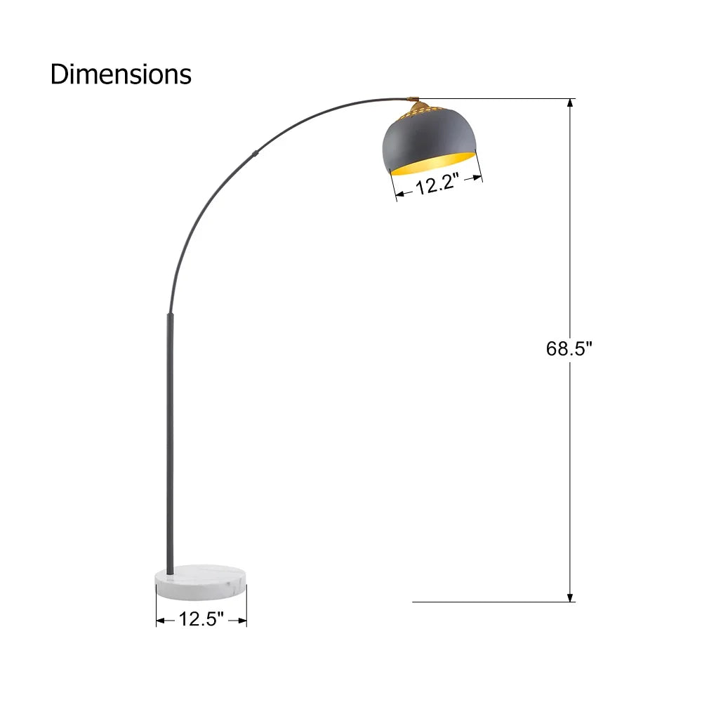 Rosén GARDEN Arc Floor Lamp, Modern Reading Light for Living Room, Bedrooms and Office, Light Direction Adjustable, Bulb Not Included