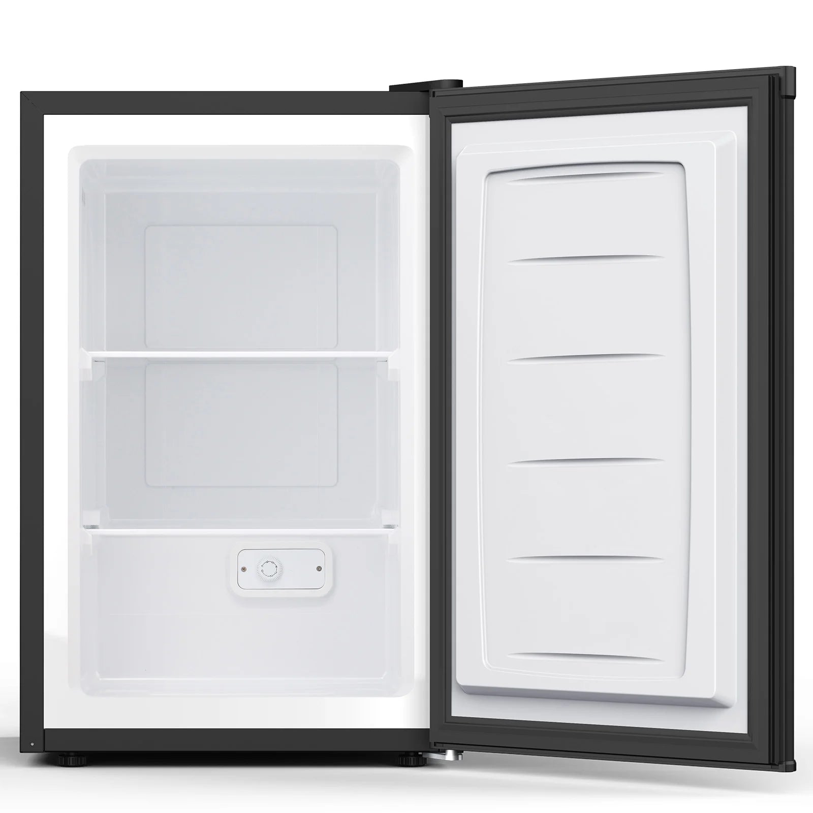 KNDKO 3.2cu.ft Upright Freezer, Compact Freezer with Removable Shelves, Adjustable Thermostat for Home/Kitchen/Office, SILVER