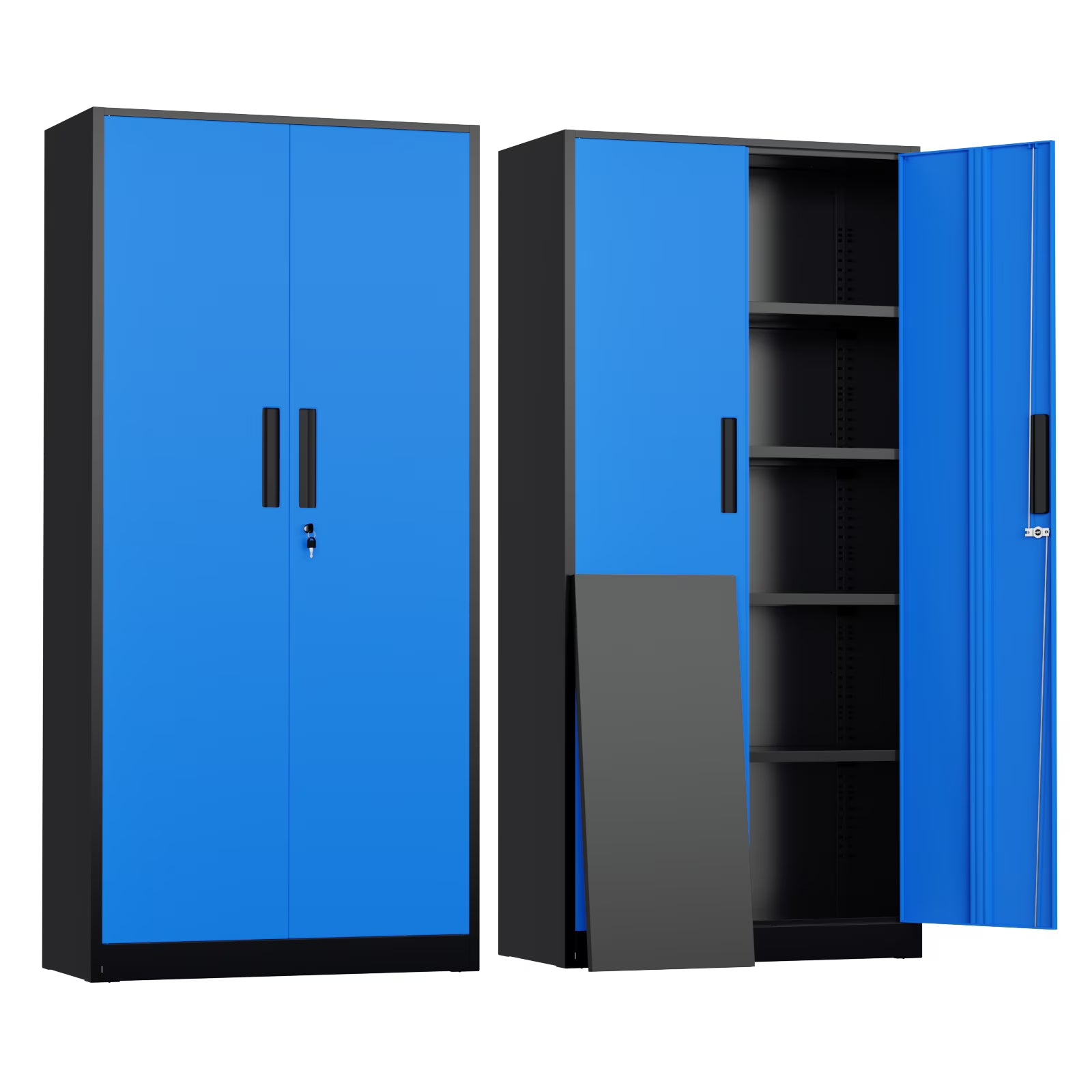 SOLAURA 71" Metal Garage Storage Cabinet with Locking Doors and Adjustable Shelves for Home, Office(Black)