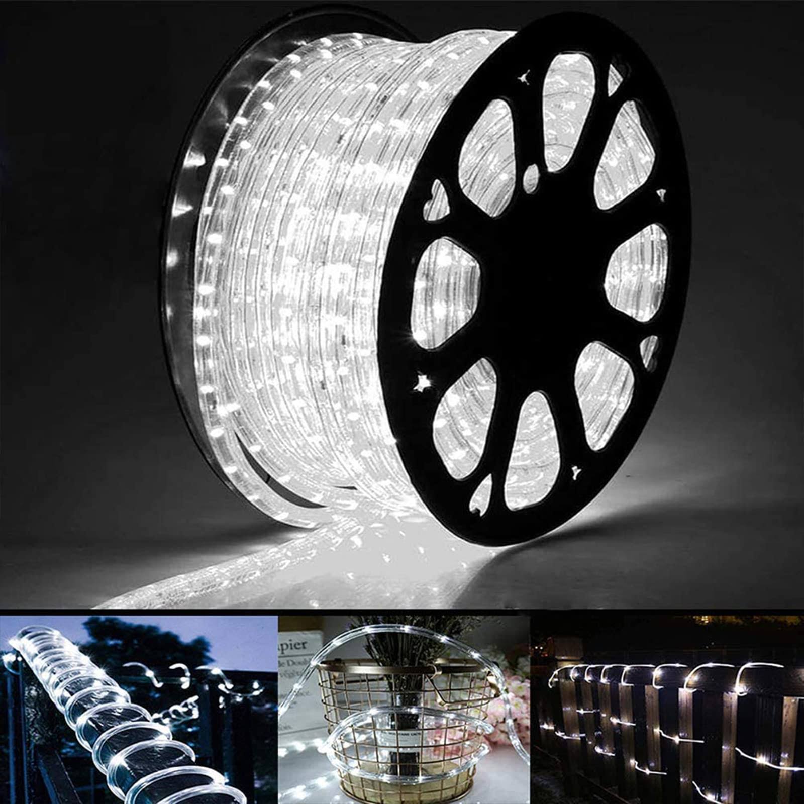 Jnaurb 100ft LED Rope Lights Outdoor, 720 LED Connectable and Flexible Tube Lights with 8 Modes, Waterproof LED Rope Lighting for Garden, Patio