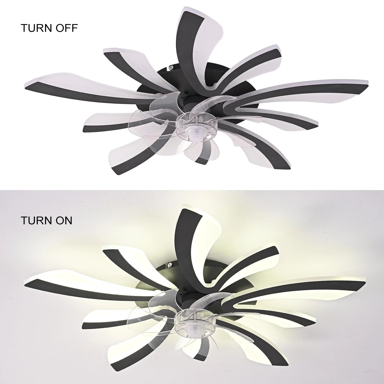 Garwarm Dimmable Ceiling Fan with Light and Remote Control, 27" Small Flush Mounted Ceiling Fan