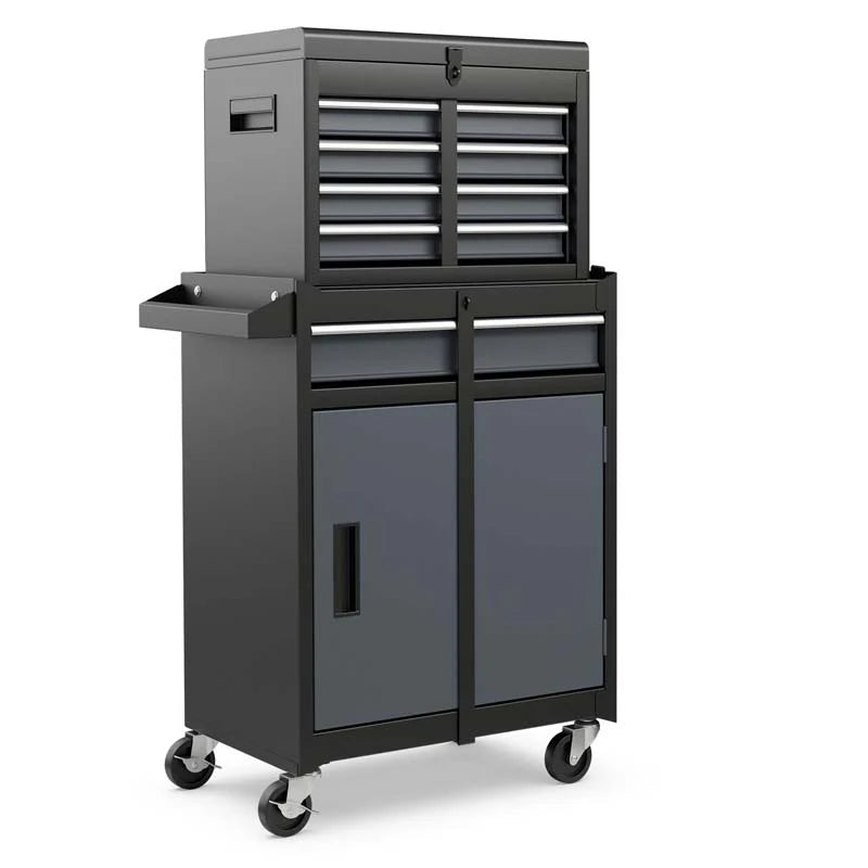 2 - in - 1 Rolling Tool Chest, 5-Drawer Tool Storage Cabinet with Wheels, Adjustable Shelf, Tool Box Organizer for Garage Warehouse Workshop