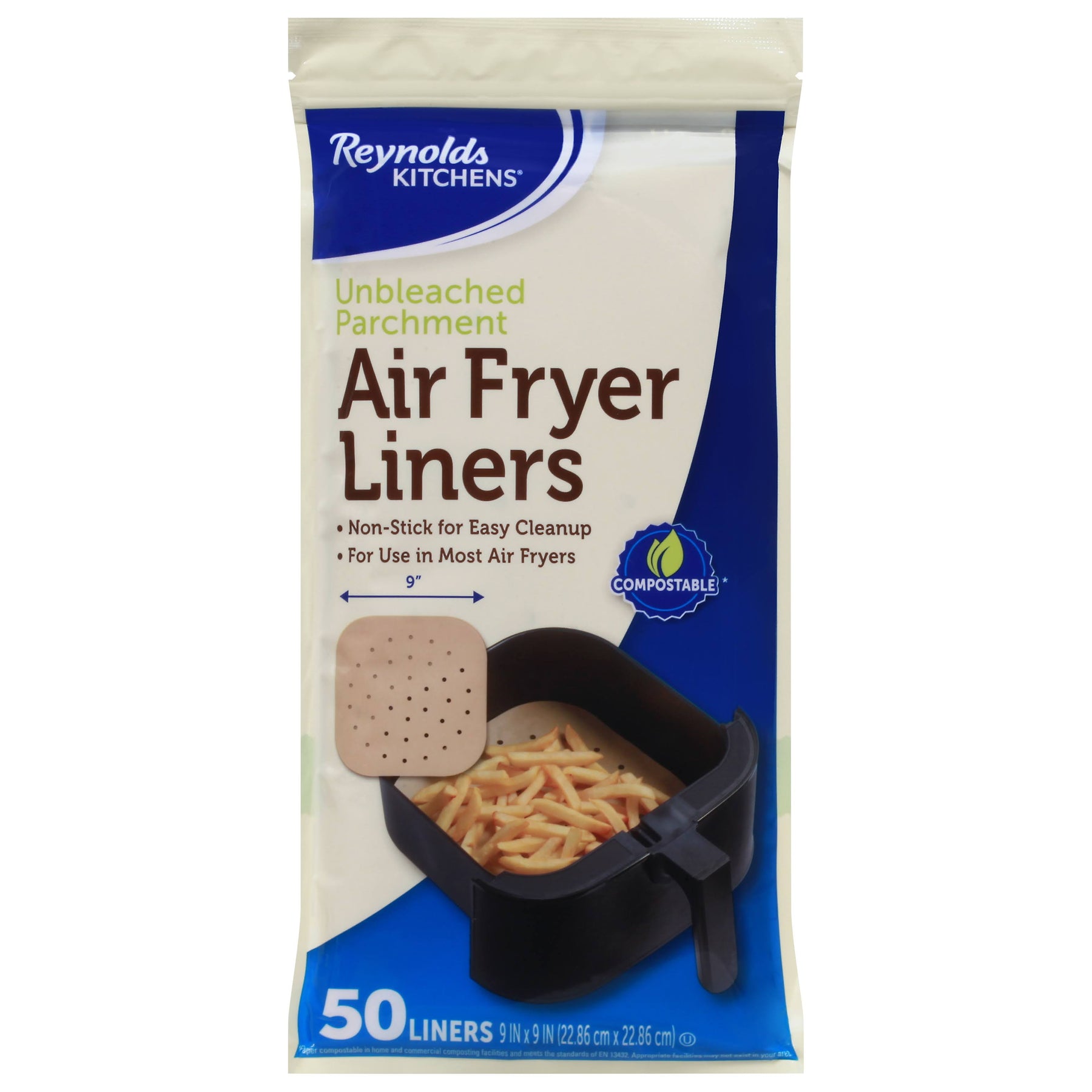 Reynolds Kitchens Air Fryer Liners, Unbleached Parchment - 50 liners