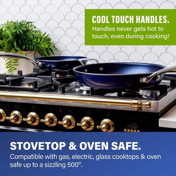 Classic Blue 20-Piece Aluminum Ultra - Durable Non - Stick Diamond Infused Cookware and Bakeware Set