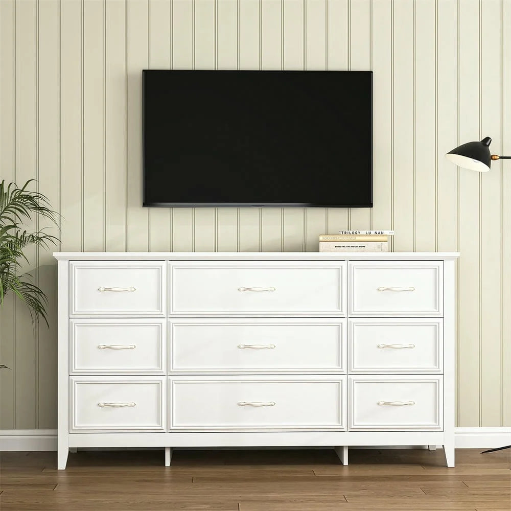 Kadyn Modern 6 Drawer Dresser Wood Cabinet, Dresser for Bedroom, Kitchen Storage Cabinet with Drawers, Chest of Drawers(Black)