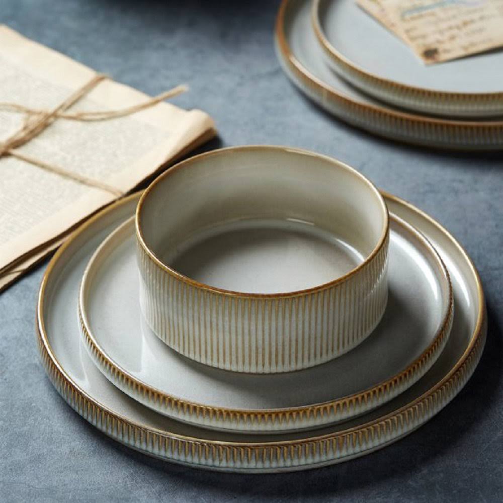 Paytan Stoneware Dinnerware Sets, 12-Piece Dish Set Gracie Oaks Color: Cappuccino White