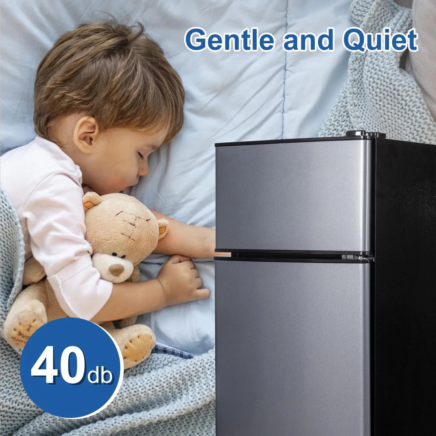 3.5 Cu.ft Mini Fridge Freezer, 2 Door Small Refrigerator, 7 Level Adjustable Thermostat Freezer Fridge for Living Room, Kitchen and Apartment, Sivelr