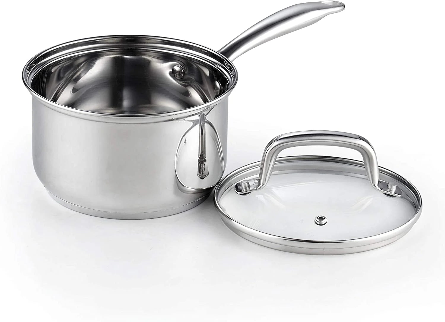 Cook N Home Pots and Pans Stainless Steel, 8-Piece Induction Pot Kitchen Cookware Set, Silver, Oven Safe