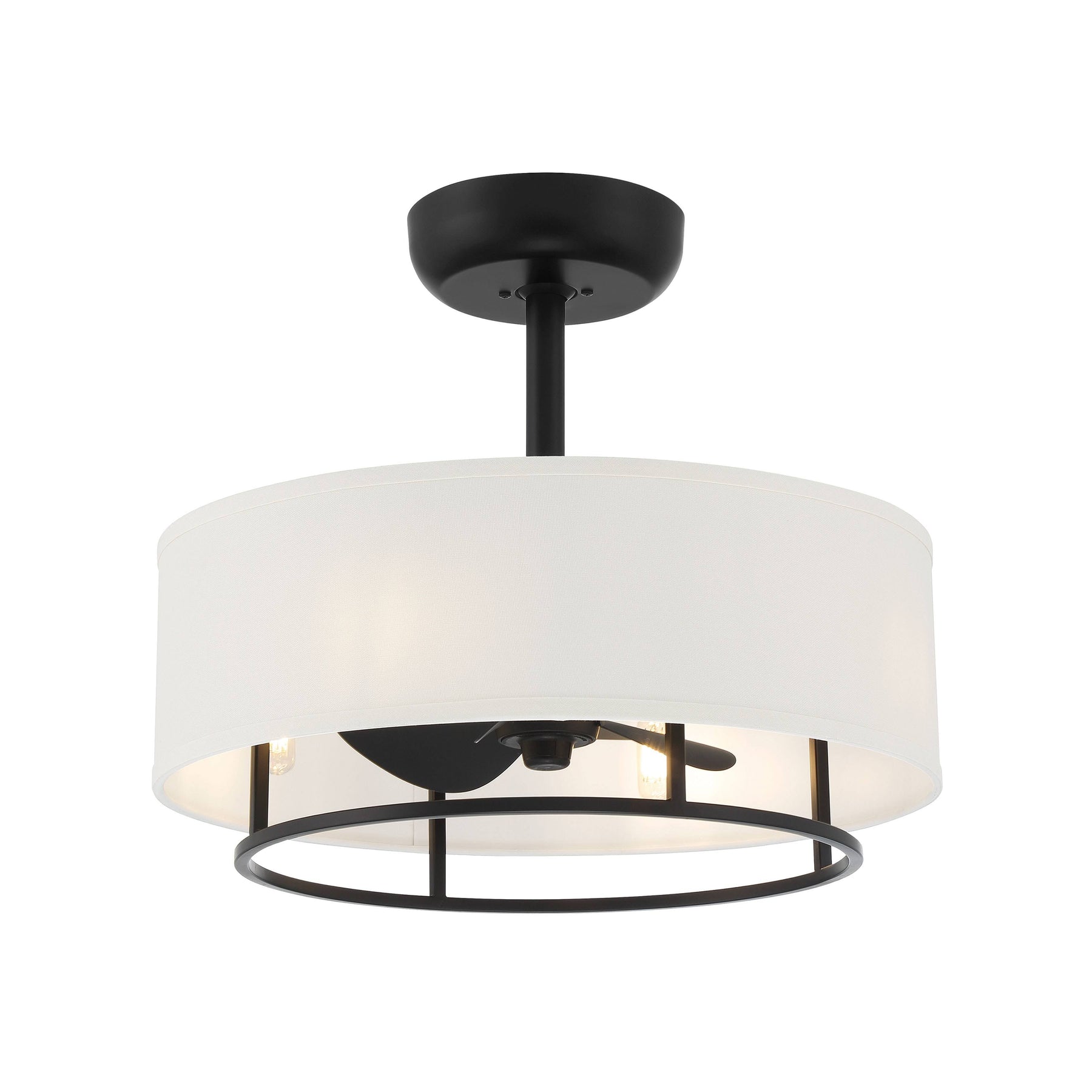 Kaiti 20 inch Drum Shade Ceiling Fan with Remote Control and Dimmable Lights - Matte Black